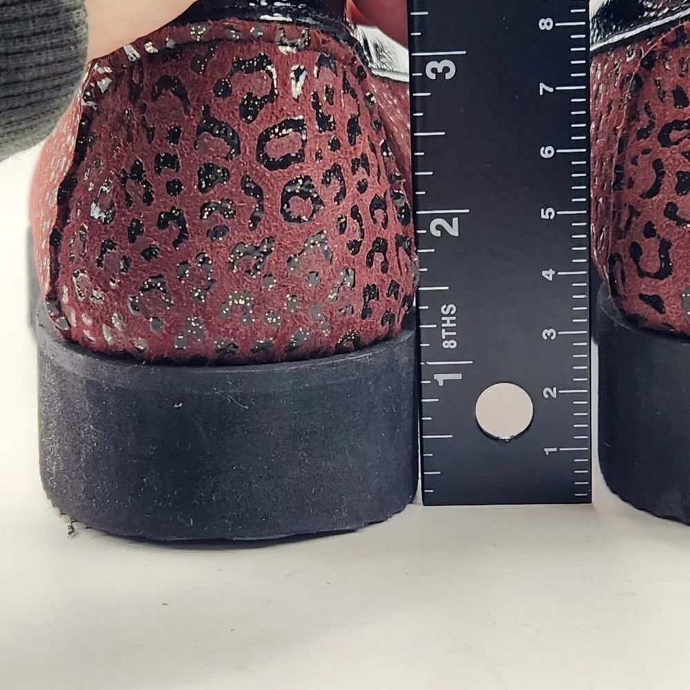 Di Chenzo Platform‎ Loafer Womens 9.5/10 Ocelot Burgundy Leather Italian Leopard